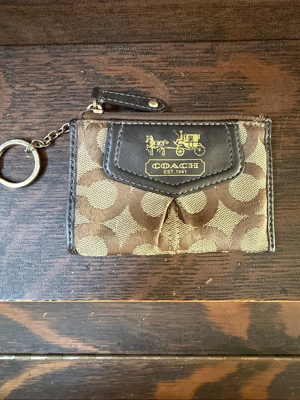 Coach C card holder wallet key chain